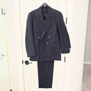 Custom Tailored Gray Pinstripe Wool Suit - 2 Piece